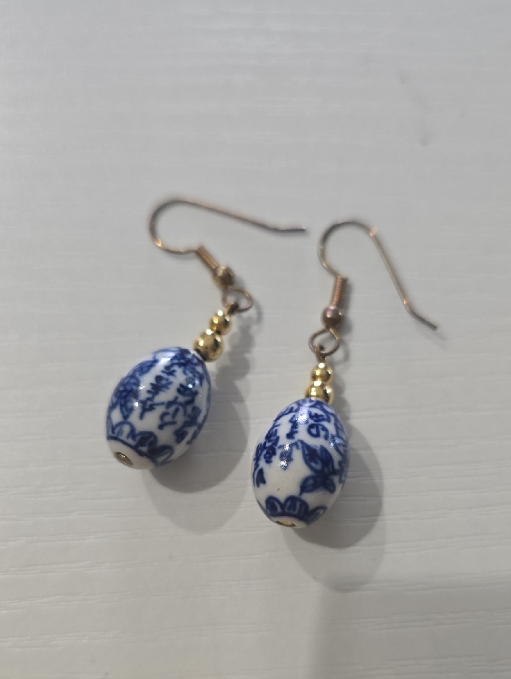 Vintage Chinese Porcelain Earrings. Used.